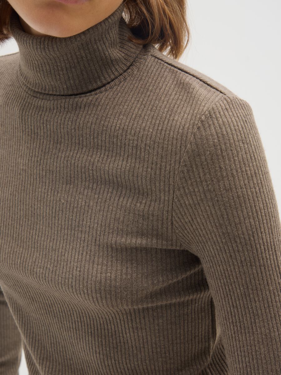 Brown Regular Fit Turtleneck Jumper_3