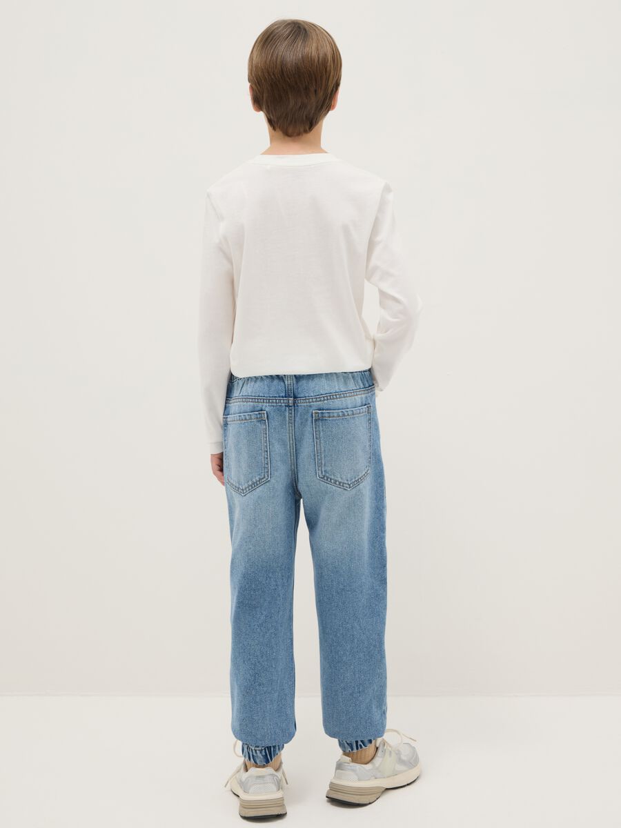 Boys' blue stretch cotton blend relaxed fit jeans_1