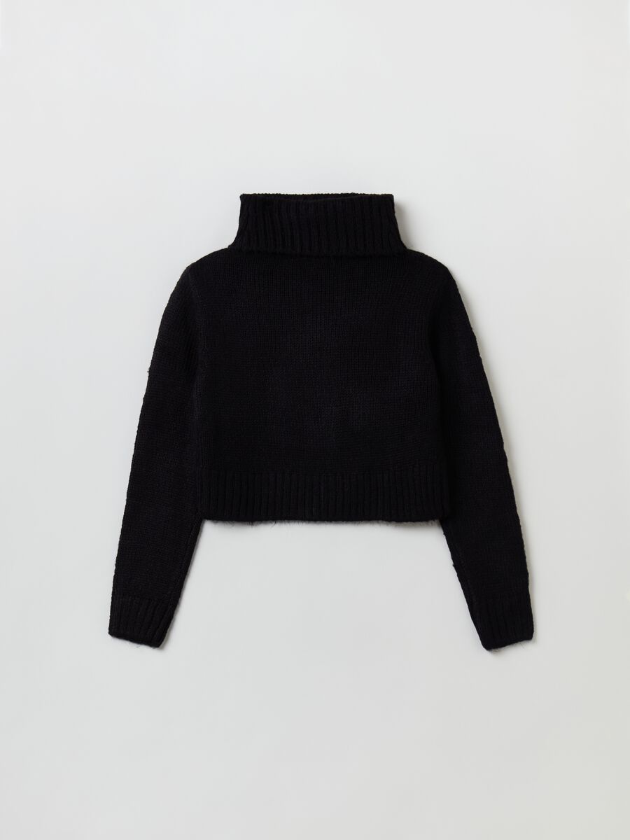 Pullover cropped con collo alto_1