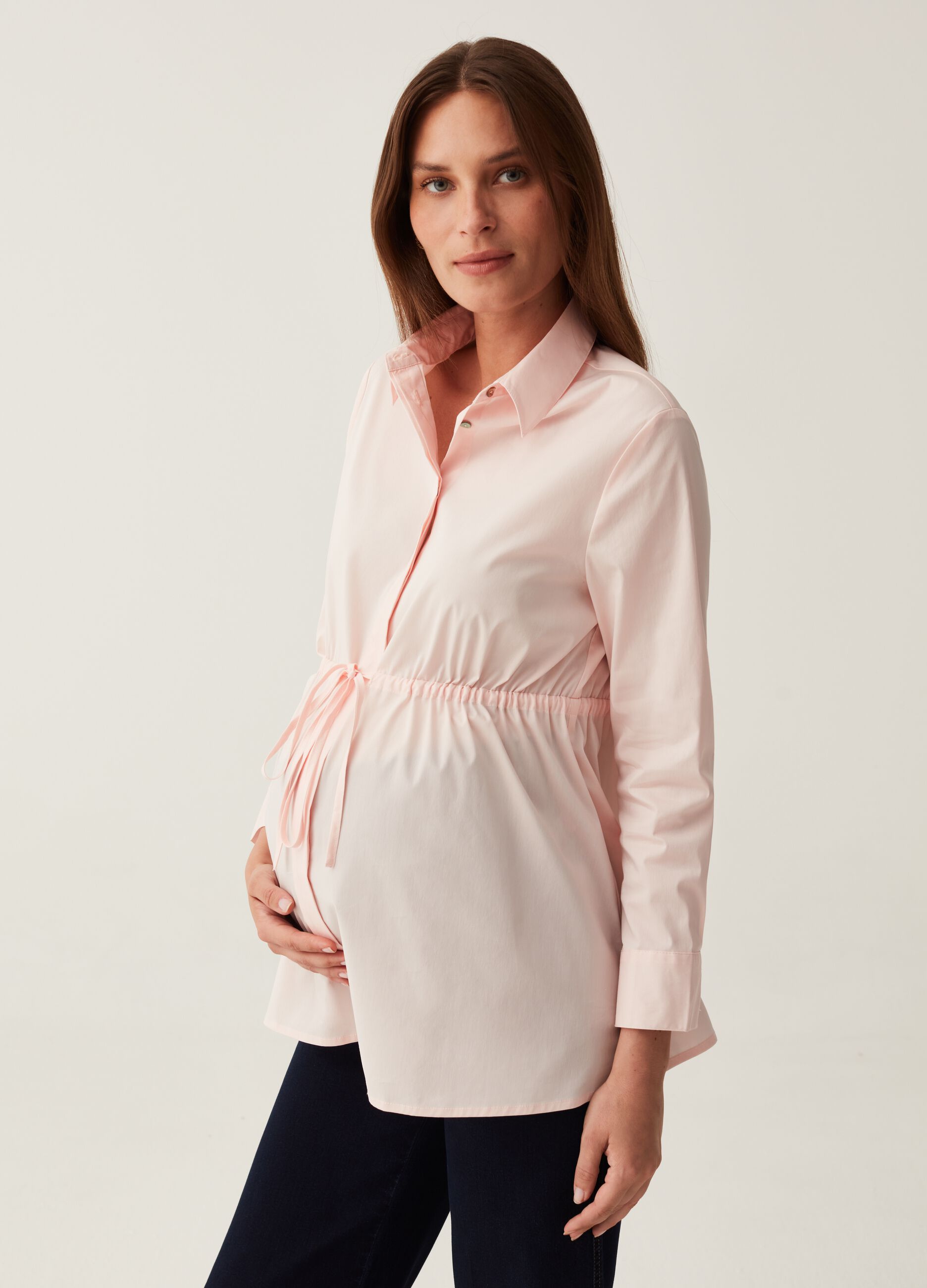 Camicia premaman in popeline stretch
