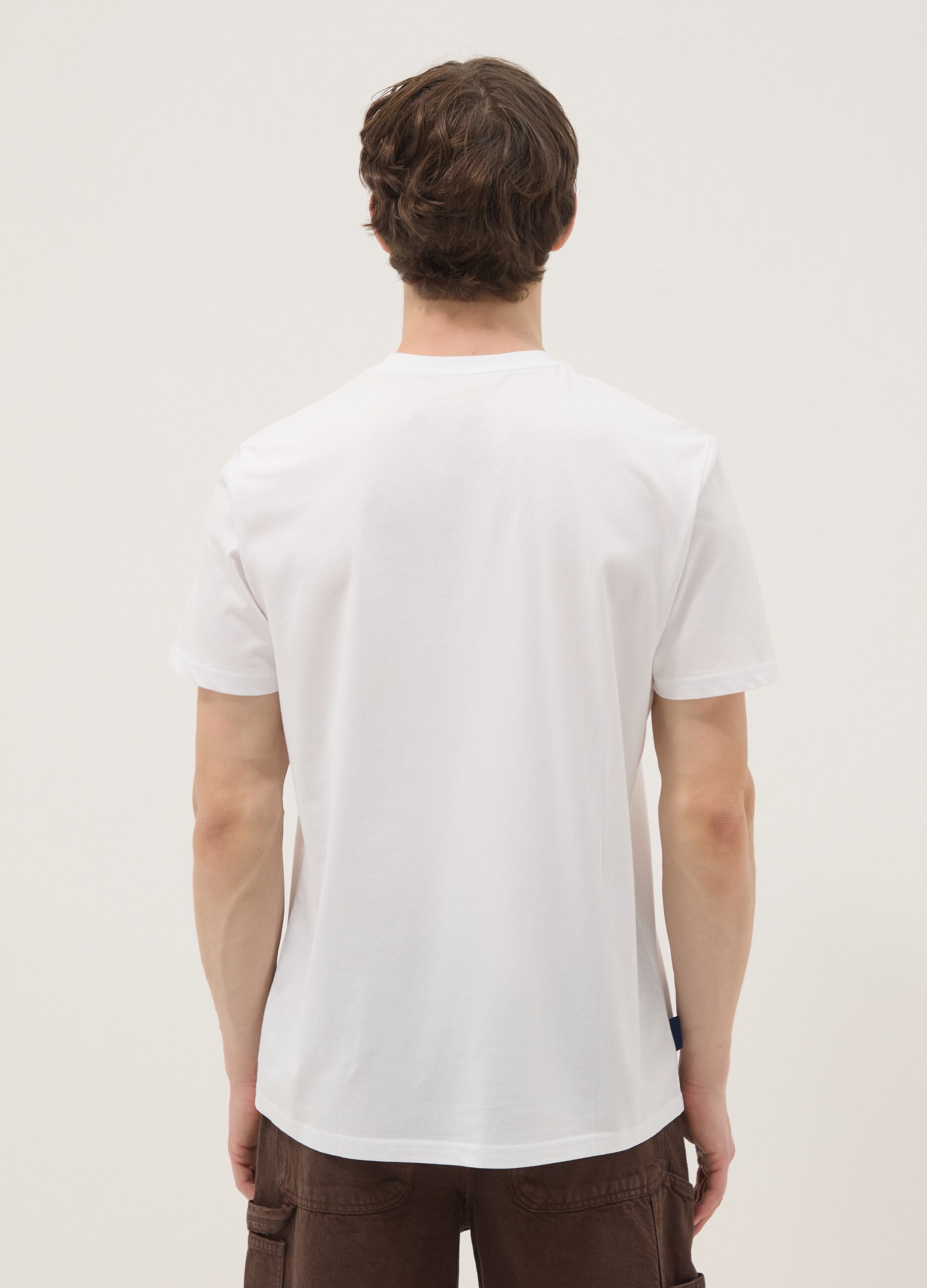 White pure cotton regular-fit printed T-shirt