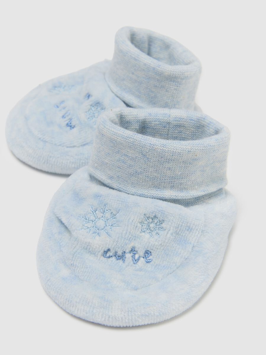 Blue newborn cotton hat and booties_1