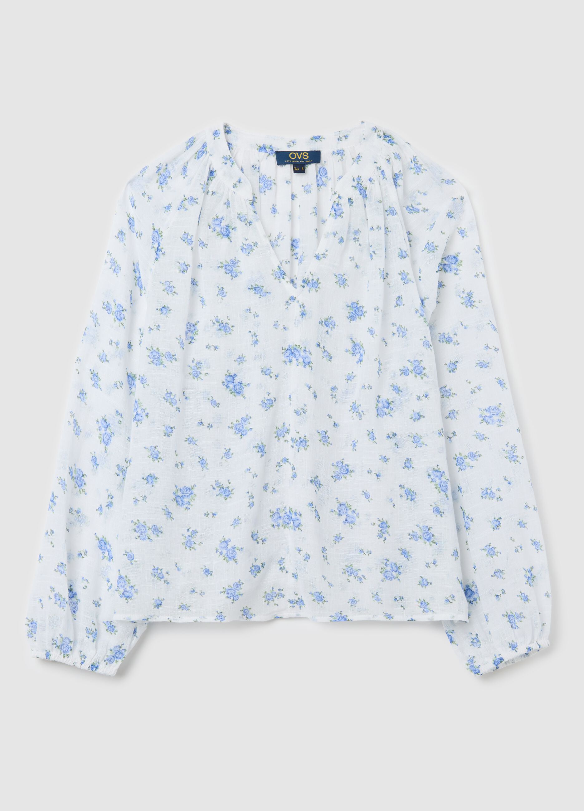 White and blue brushed blouse