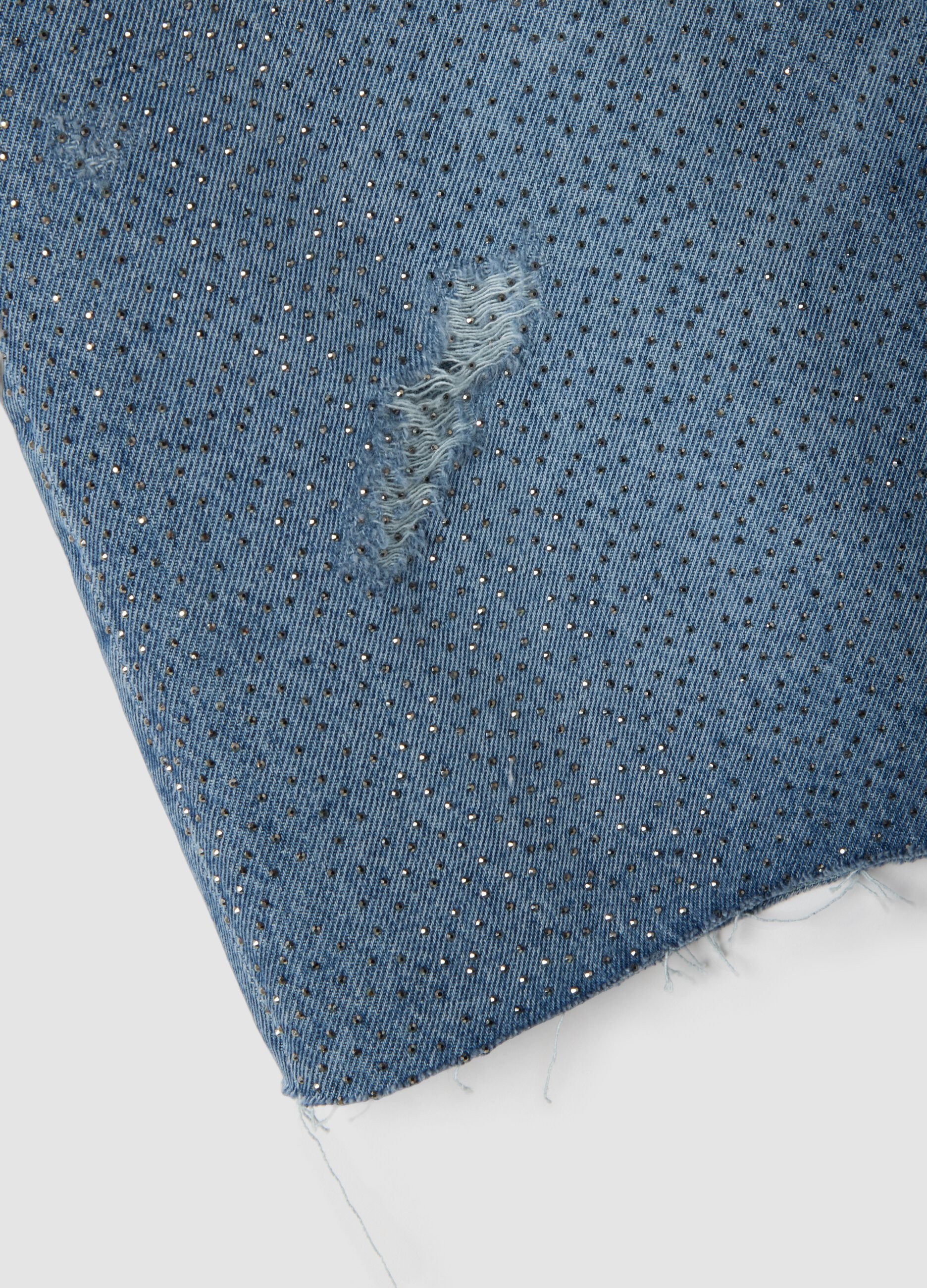 Blue pure cotton denim Bermuda shorts