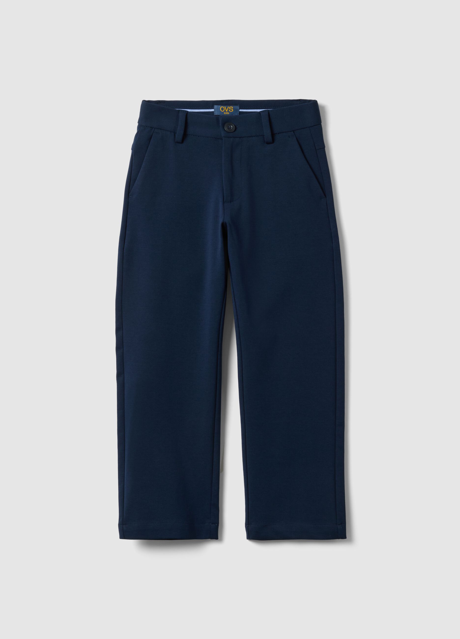 Blue stretch cotton chino trousers for kids regular fit