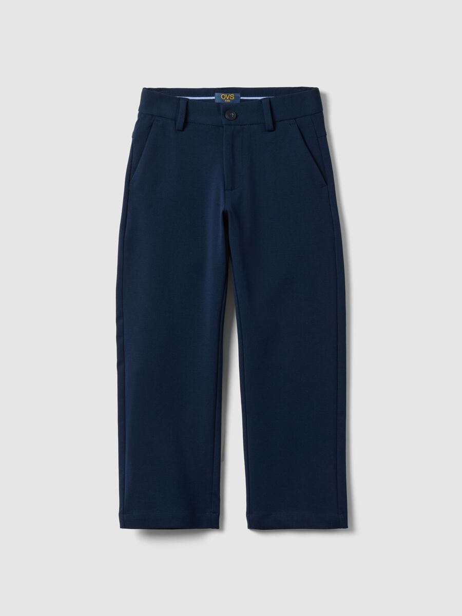 Blue stretch cotton chino trousers for kids regular fit_0