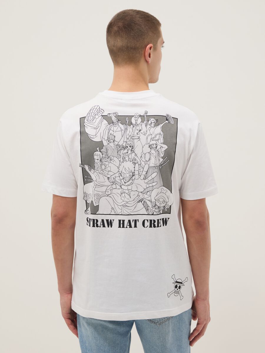 White pure cotton t-shirt regular fit with One Piece logo_3