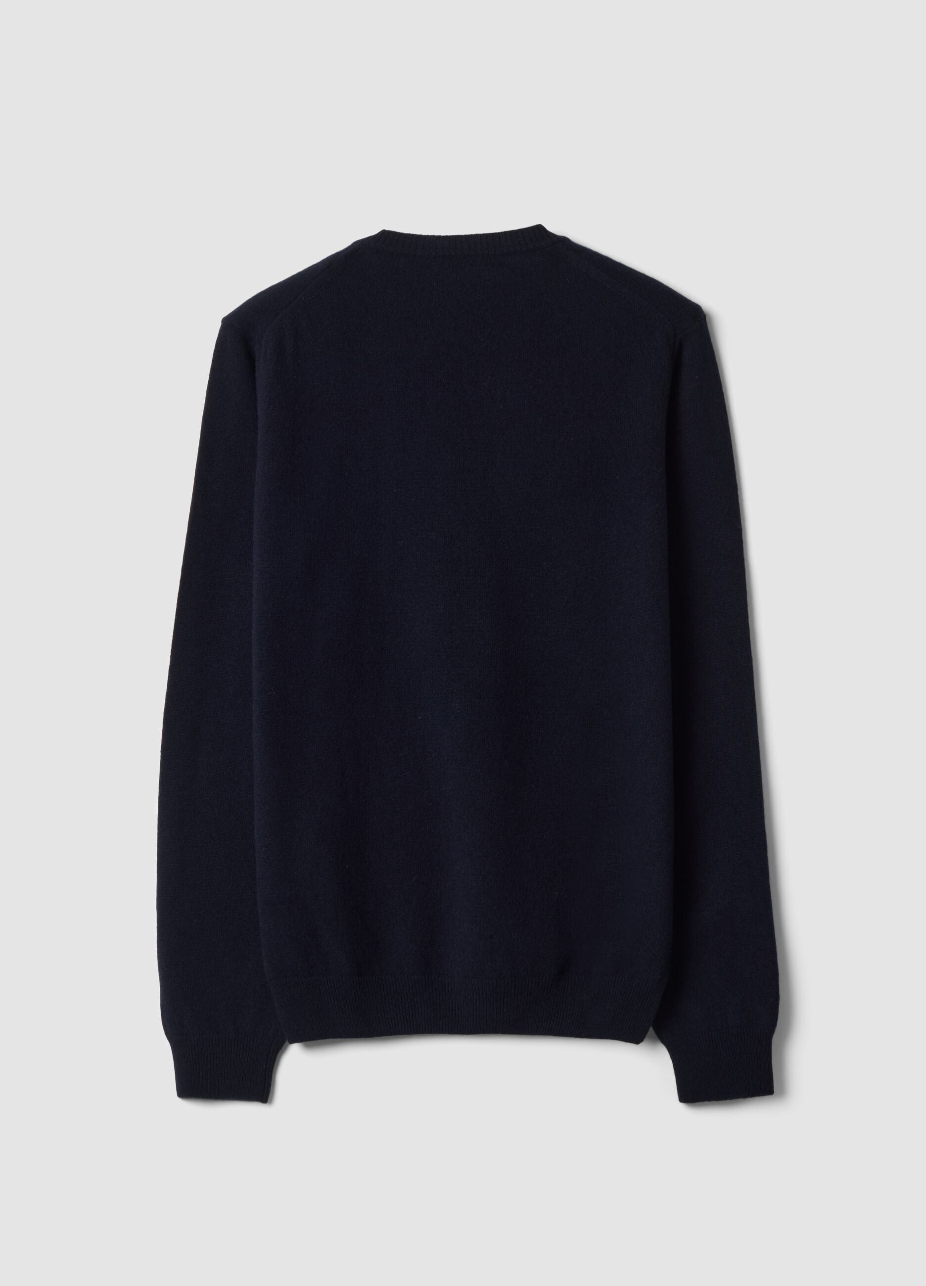 Blue pure wool crew-neck jumper, regular fit