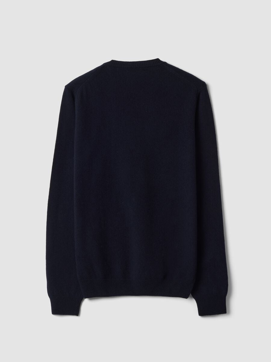 Pullover blu in pura lana a girocollo regular fit_6
