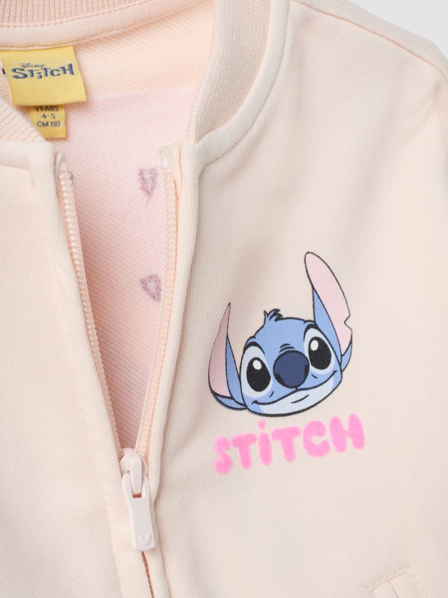 Felpa rosa con zip in misto cotone con stampa Lilo & Stitch per bambina_3
