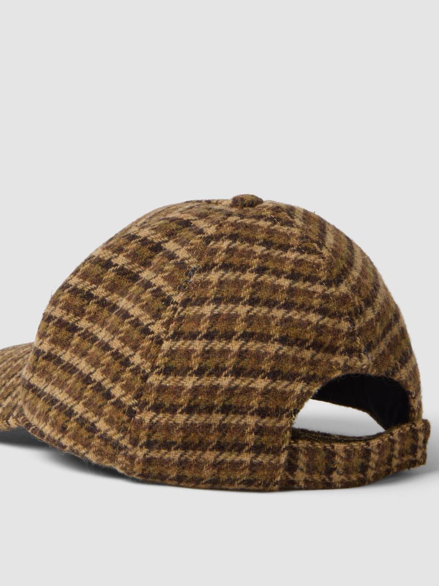 Cappello marrone in misto lana e viscosa a fantasia_2