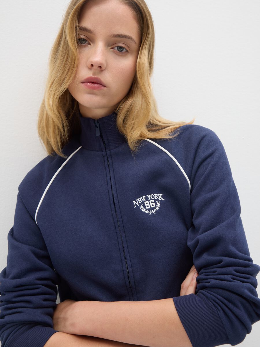 Blue cotton blend sweatshirt regular fit_2