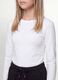 T-shirt bianca in cotone organico e viscosa elasticizzato con collo a costine per ragazza_2