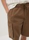 Brown cotton cargo Bermuda shorts with a baggy fit_3
