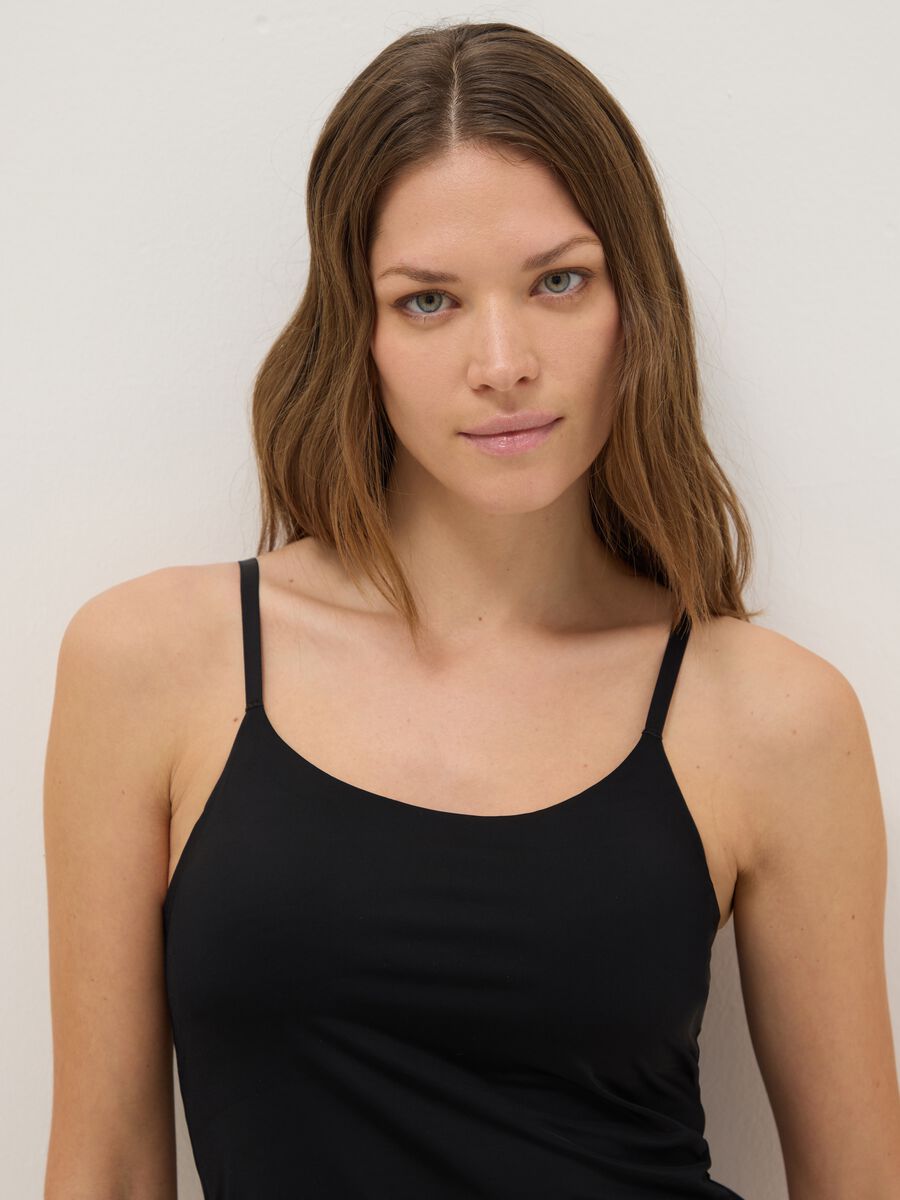 Black vest top with thin straps regular fit_1