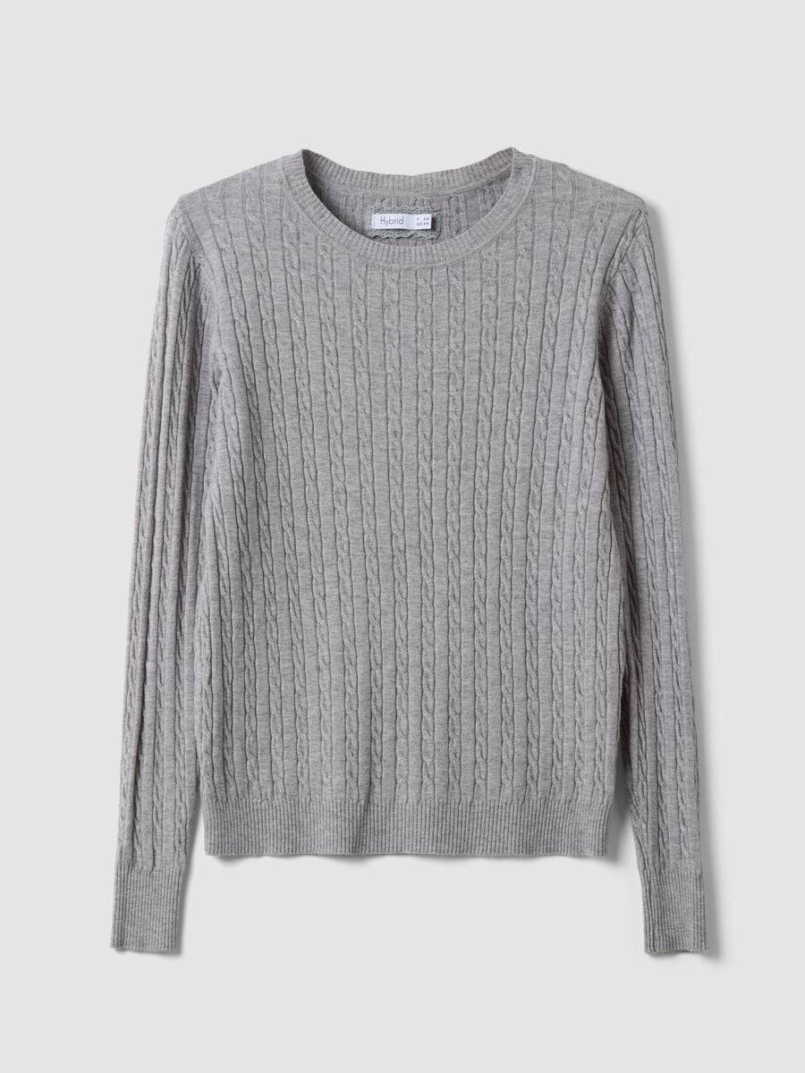 Maglia grigia in misto viscosa a trecce regular fit_0