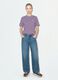 Purple relaxed-fit striped pure cotton T-shirt with embroidered heart_0