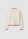 White pure cotton cable-knit V-neck jumper for girls_4