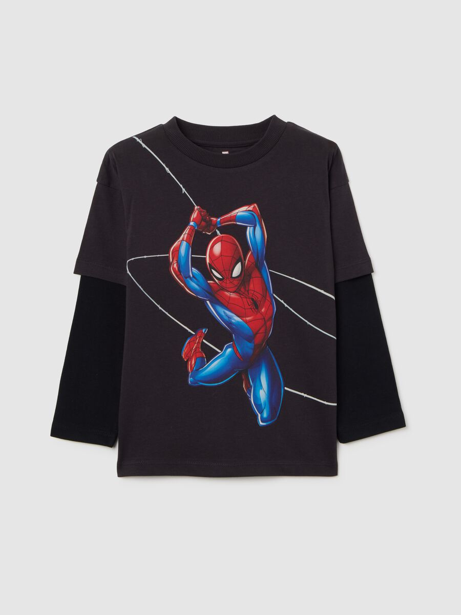 T-shirt multicolor da bambino in puro cotone con stampa_0