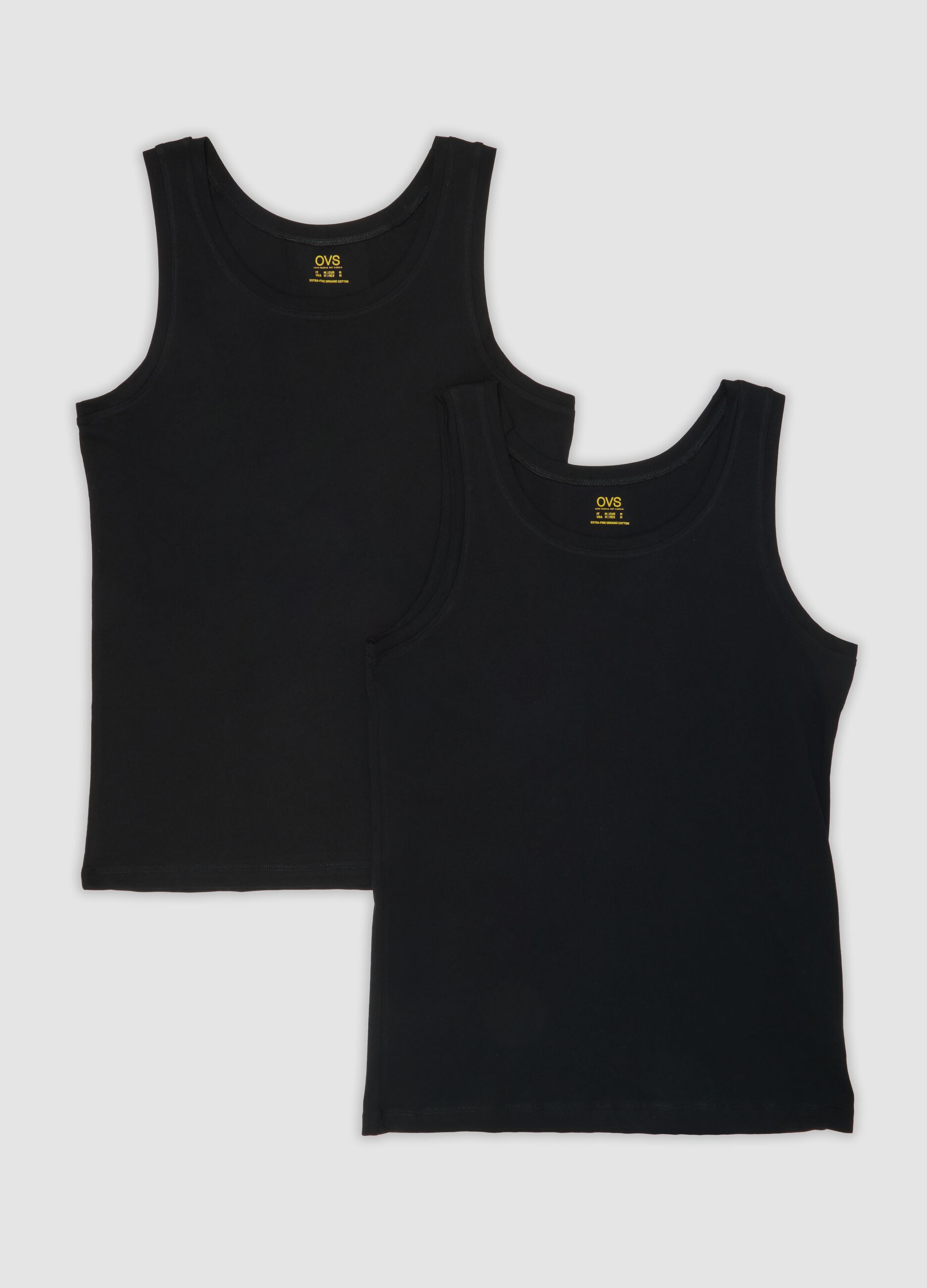 2-pack of black vests in pure extra-fine cotton