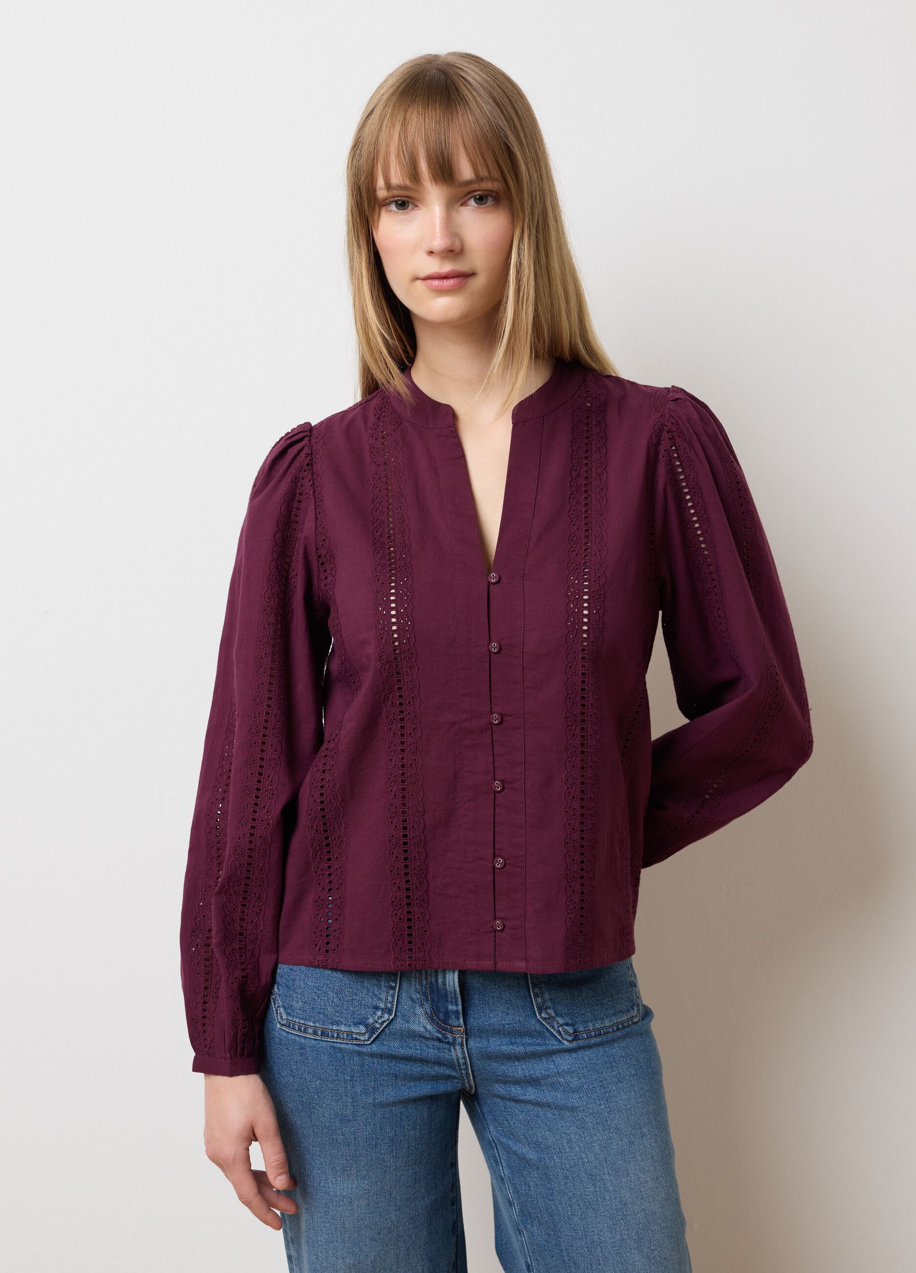 Red pure cotton regular fit shirt