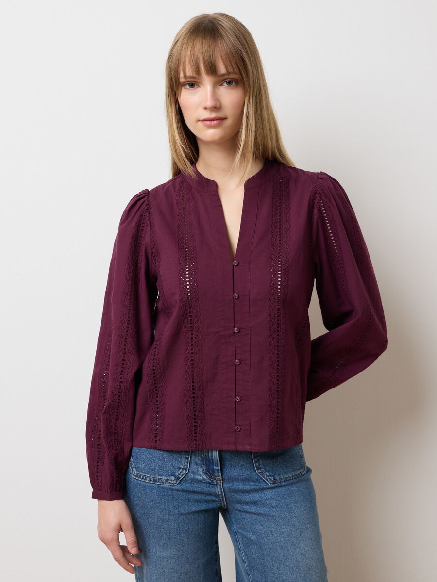 Camicia in puro cotone rosso regular fit_1