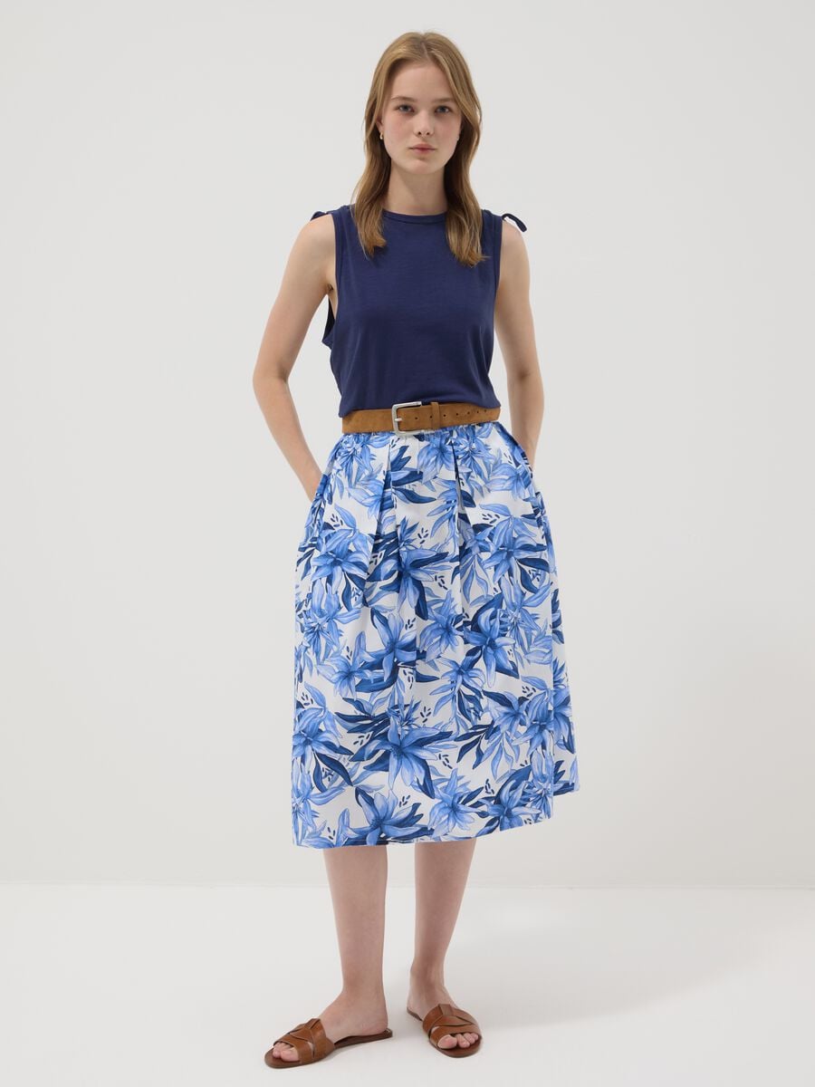 Tank top blu in puro cotone con laccetti sulle spalle_2