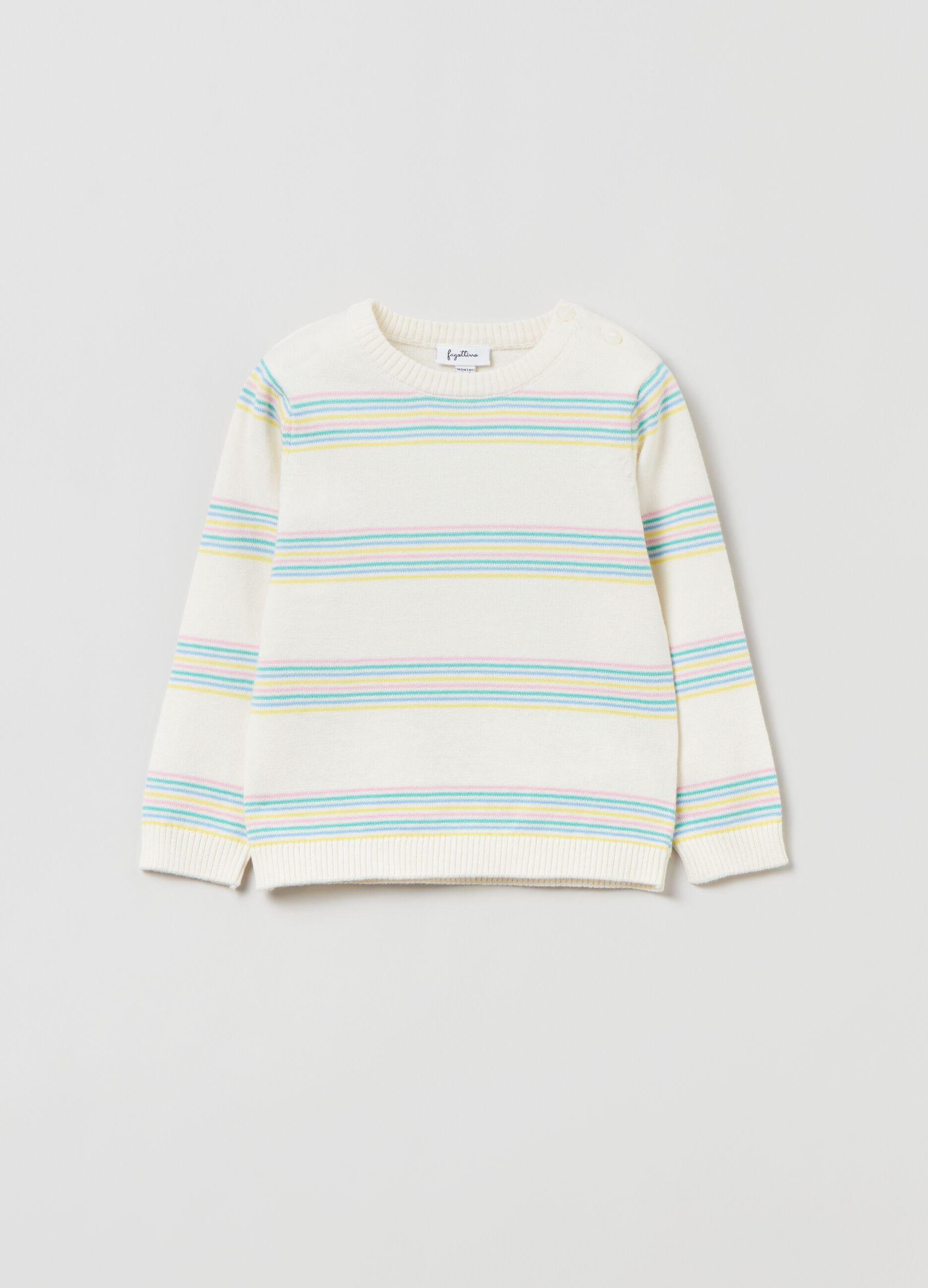 100% cotton pullover with multicoloured striped pattern