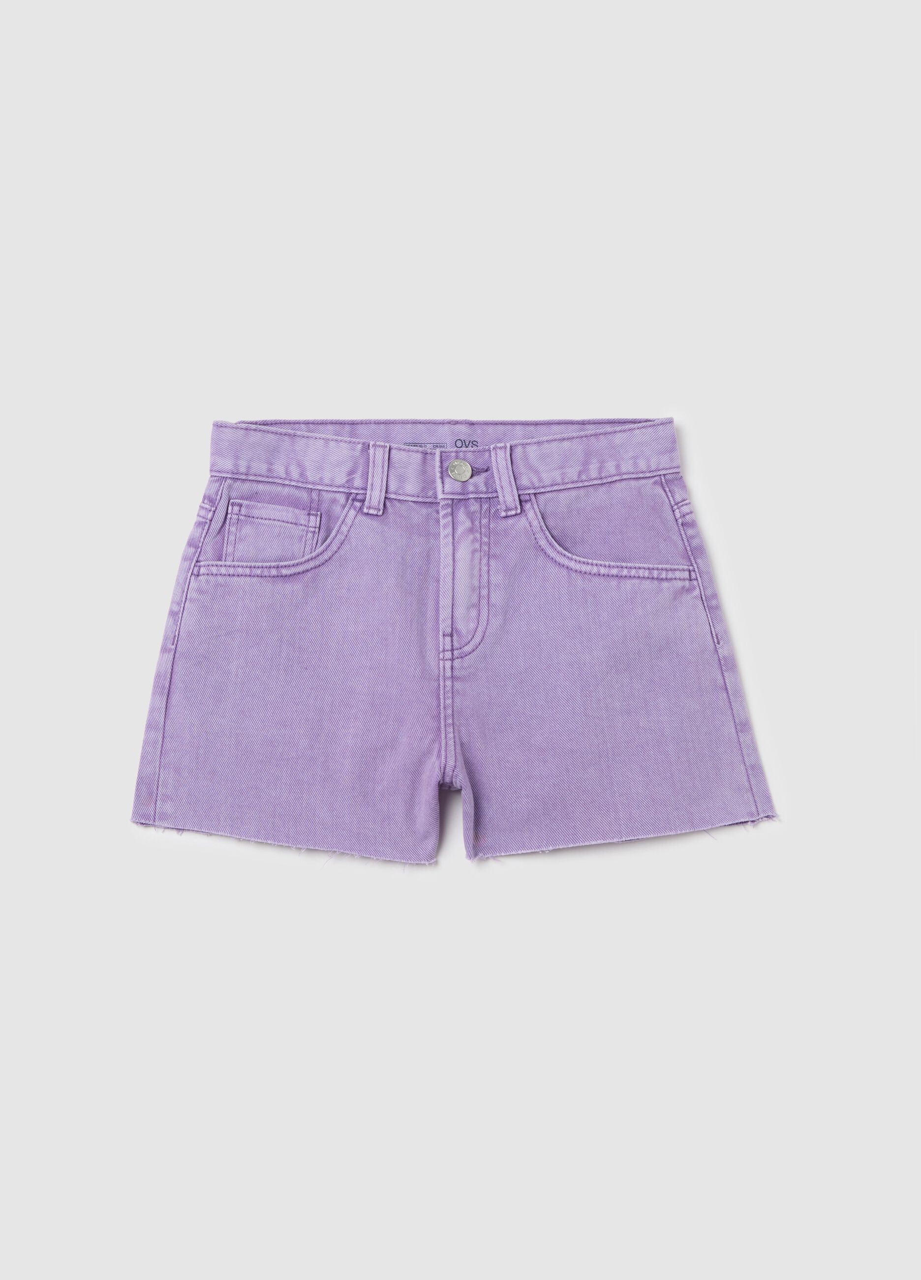 Shorts da ragazza in puro cotone viola regular fit