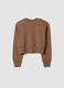 Brown sweatshirt in organic cotton and viscose blend with ribbed neckline_4