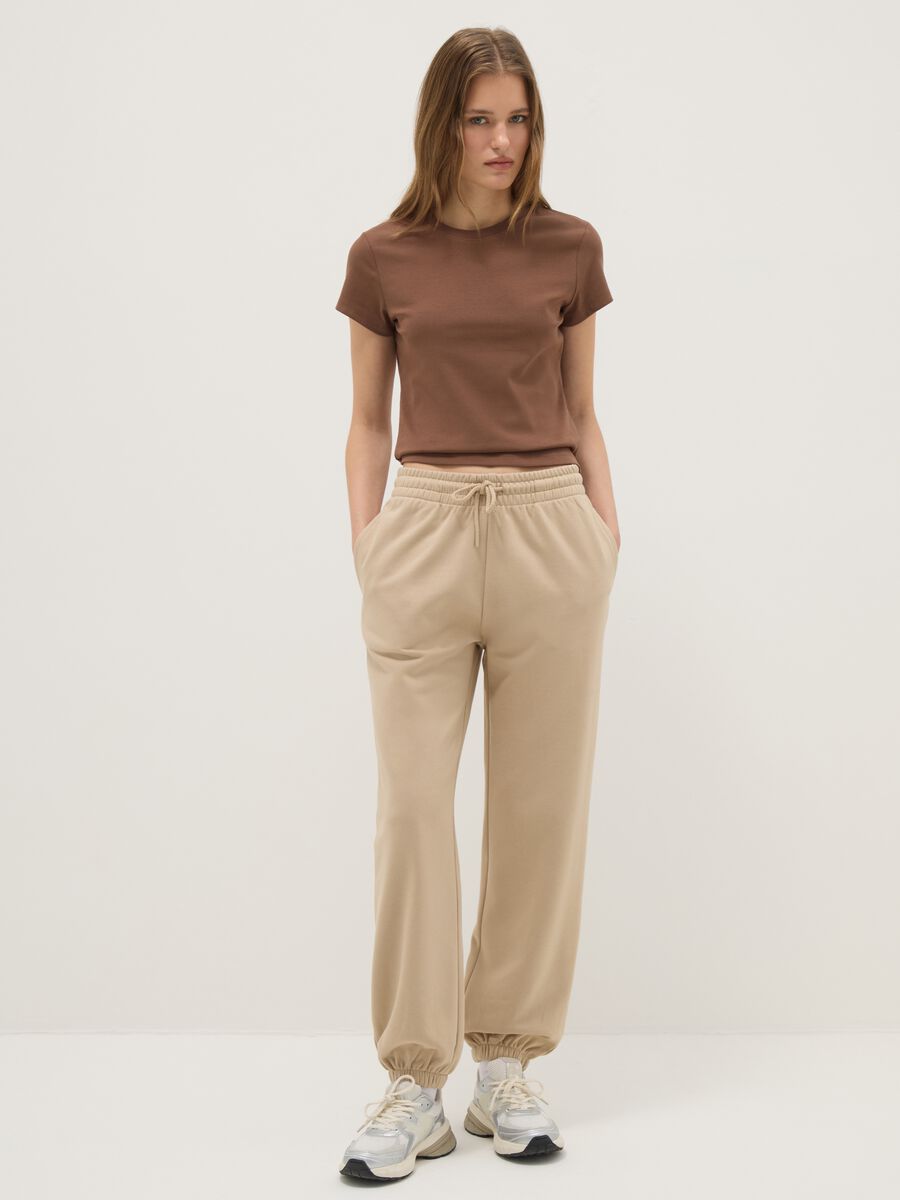 Slim fit brown stretch cotton t-shirt_1