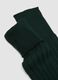 Green long ribbed socks in pure cotton_2