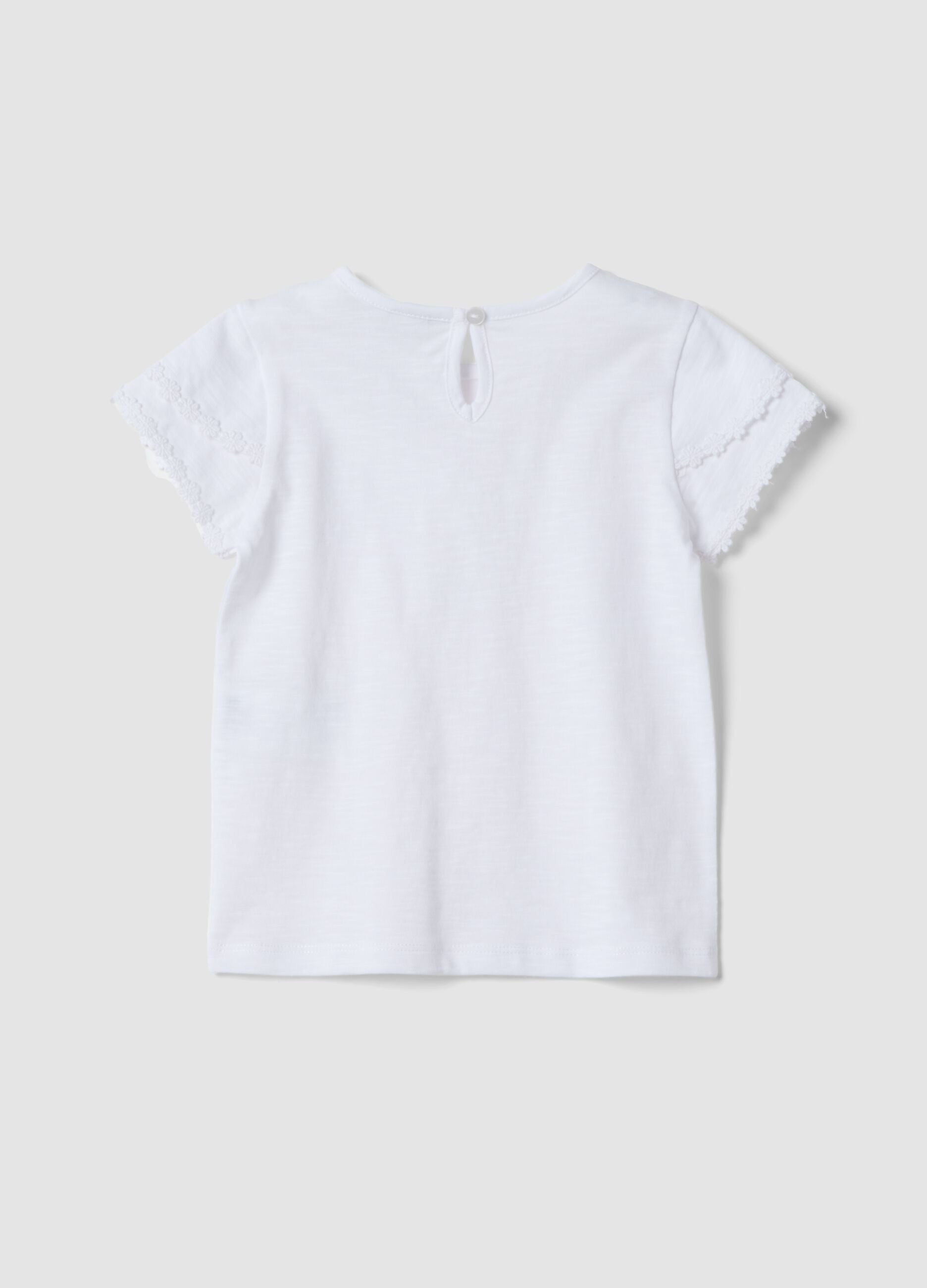 White pure cotton T-shirt with chest pocket