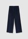Regular fit blue velvet and cotton trousers_4