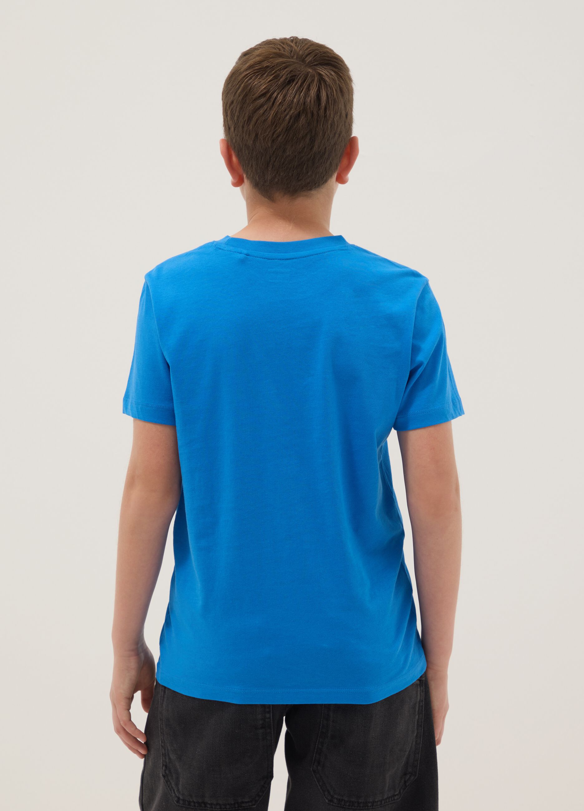 Boys' pure cotton blue regular-fit T-shirt
