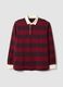 Red pure cotton striped long-sleeve rugby polo, regular fit_4