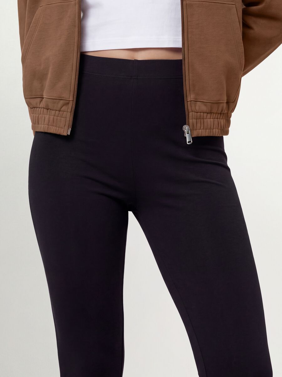Leggings neri in cotone organico elasticizzato skinny fit per ragazza_2