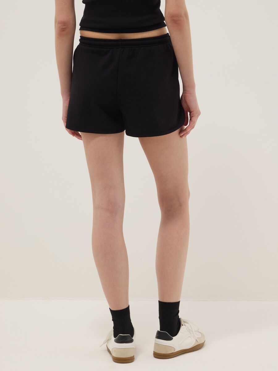 Shorts in misto cotone nero regular fit con coulisse_2