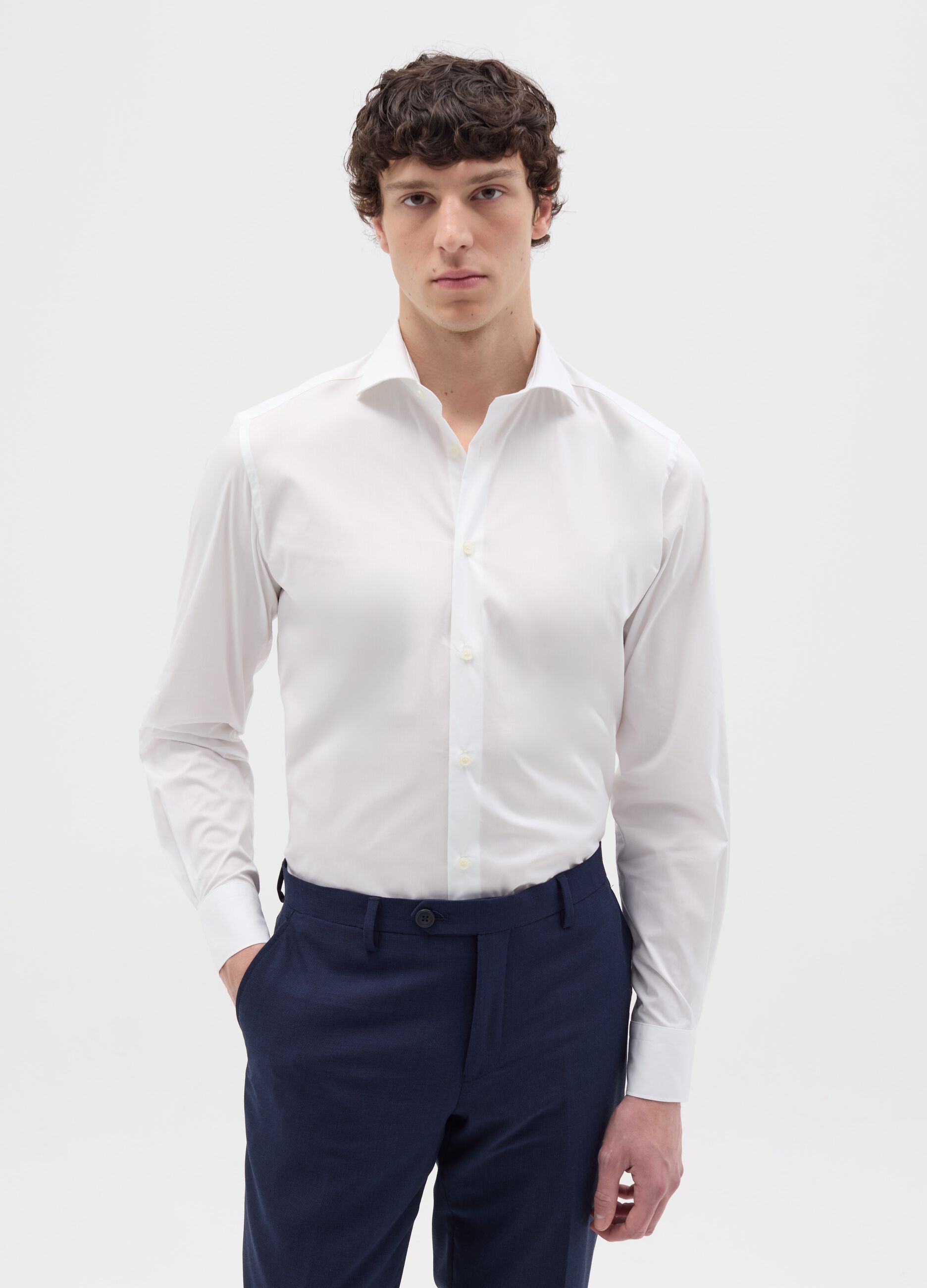 Camicia slim fit tinta unita