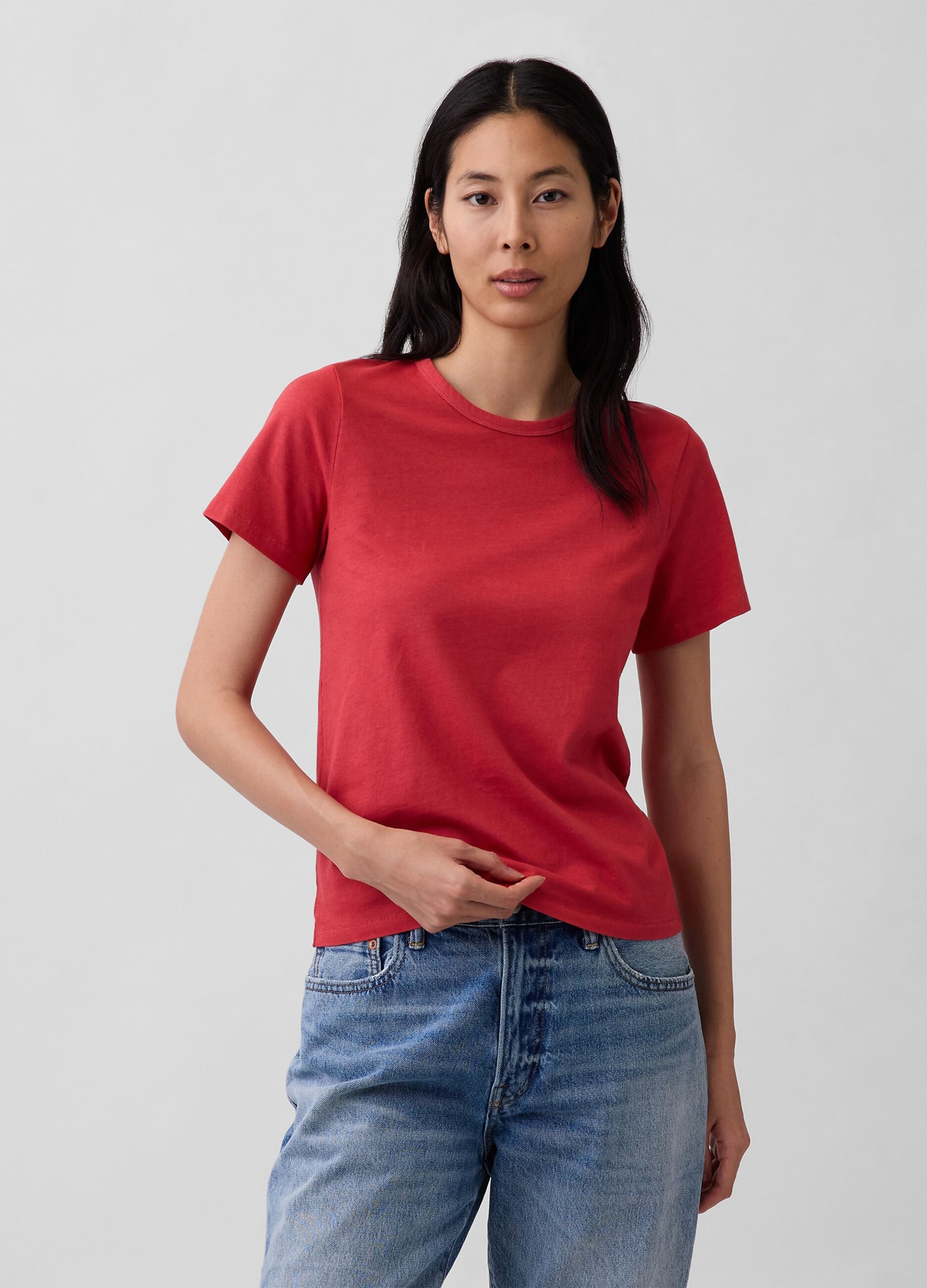 Red Crew Neck T-shirt in Pure Cotton Regular Fit