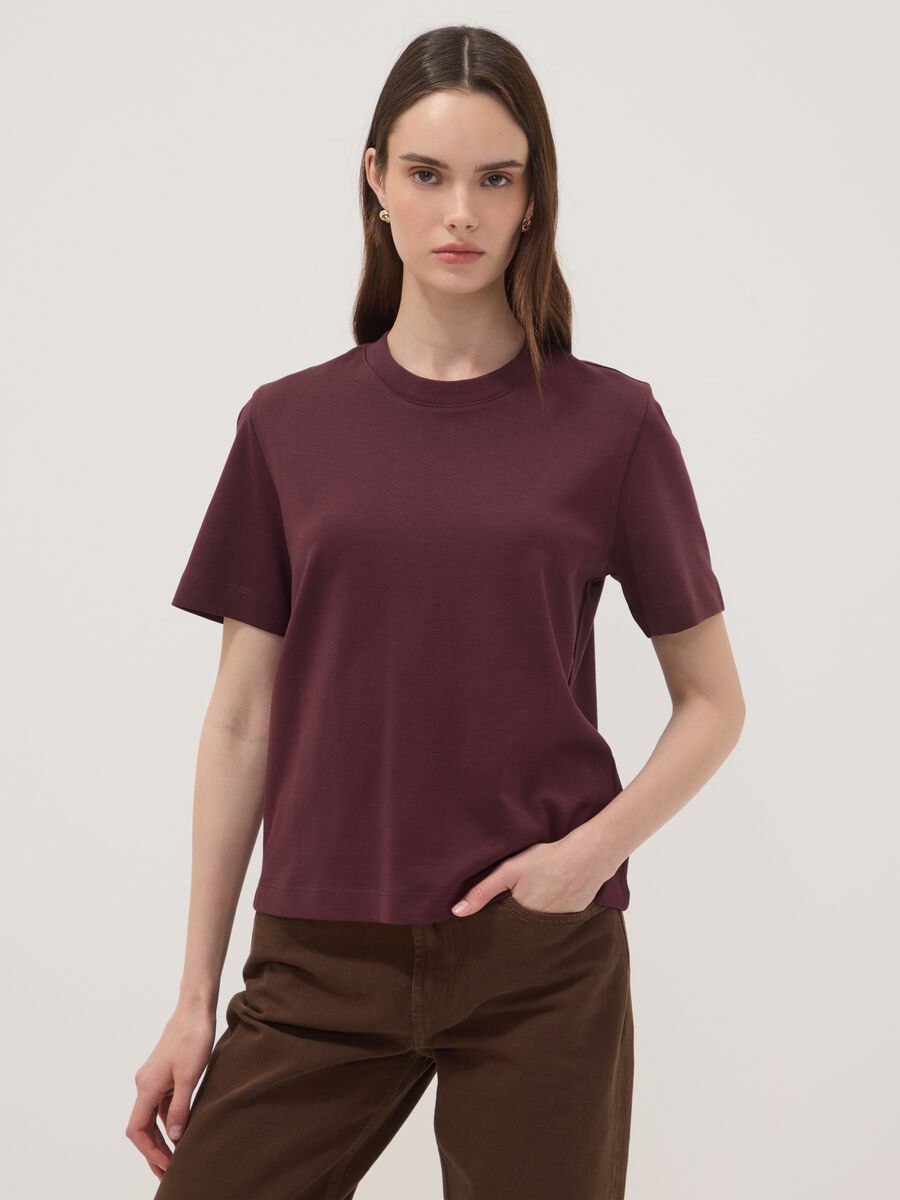 Purple pure cotton relaxed-fit T-shirt_0