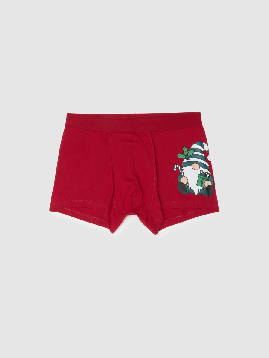 Red Christmas boxers in pure cotton regular fit with print_0