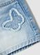Girls&rsquo; light blue pure cotton denim shorts, regular fit, with embroidery_2