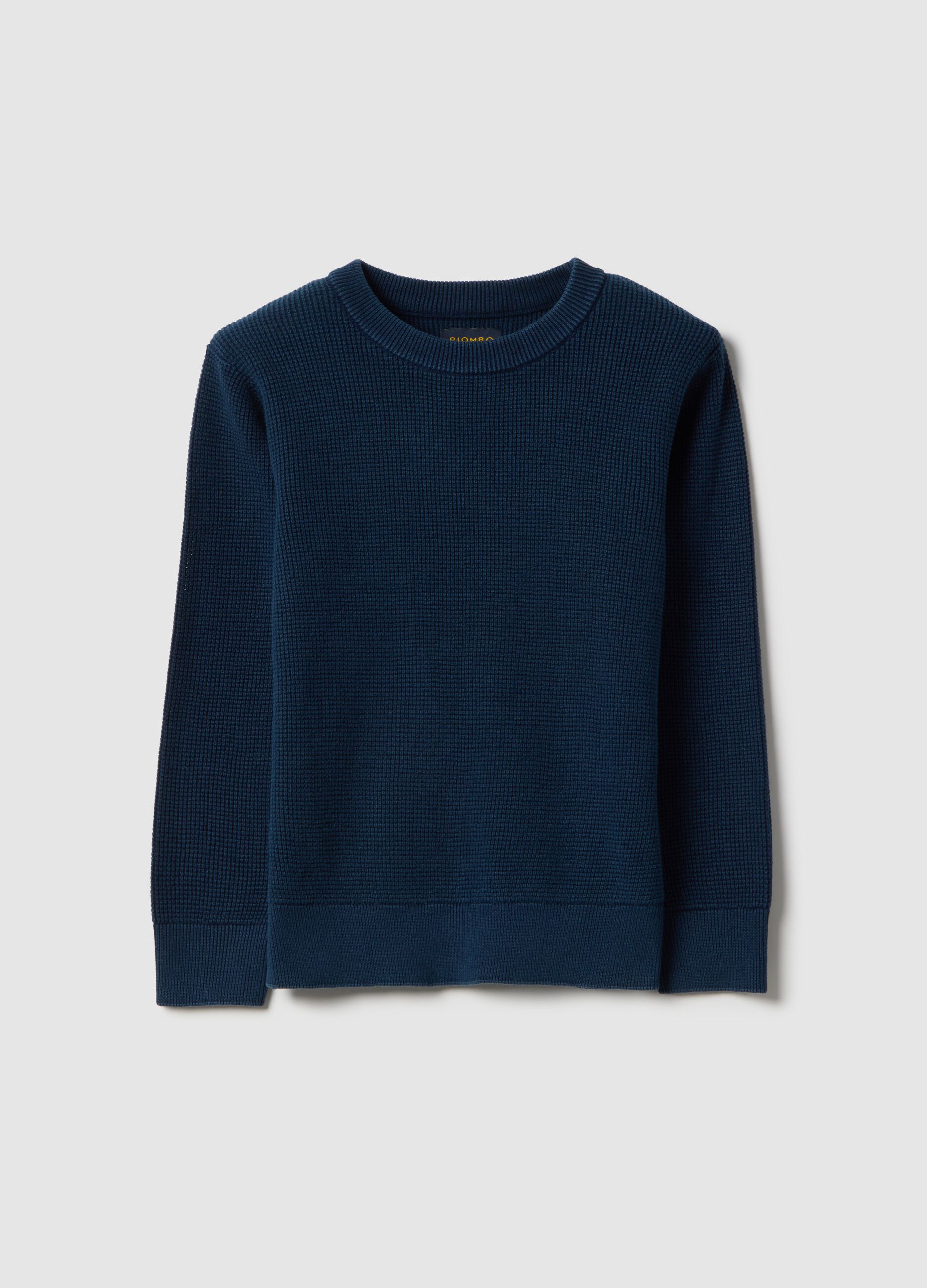 Children's regular fit blue crew neck pure cotton jumper