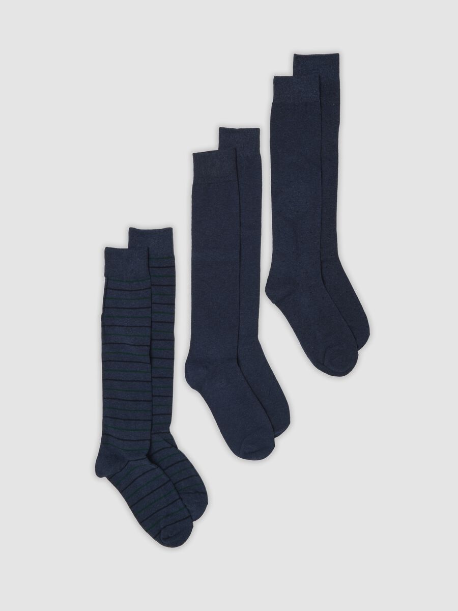 3-pack of long blue socks in stretch organic cotton_0