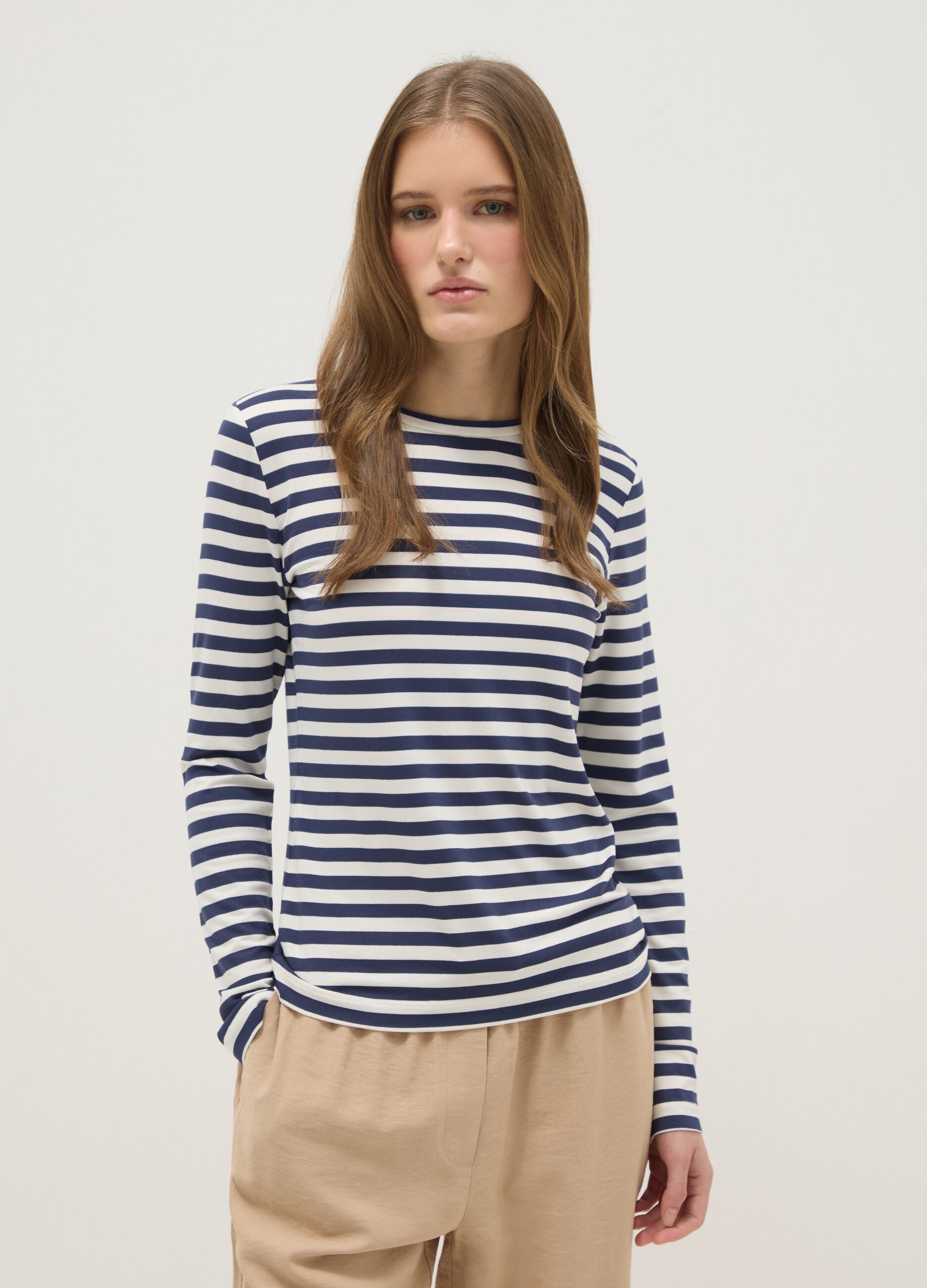 Multicolour striped long sleeve T-shirt, regular fit