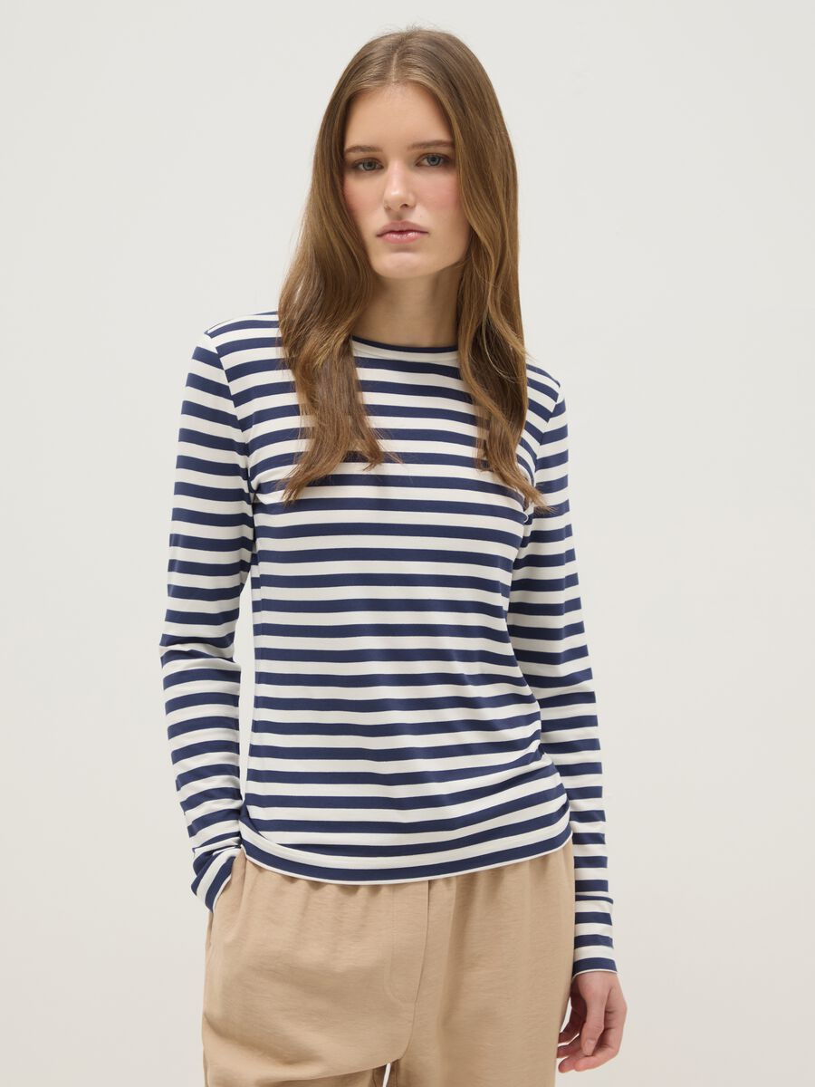 Multicolour striped long sleeve T-shirt, regular fit_0