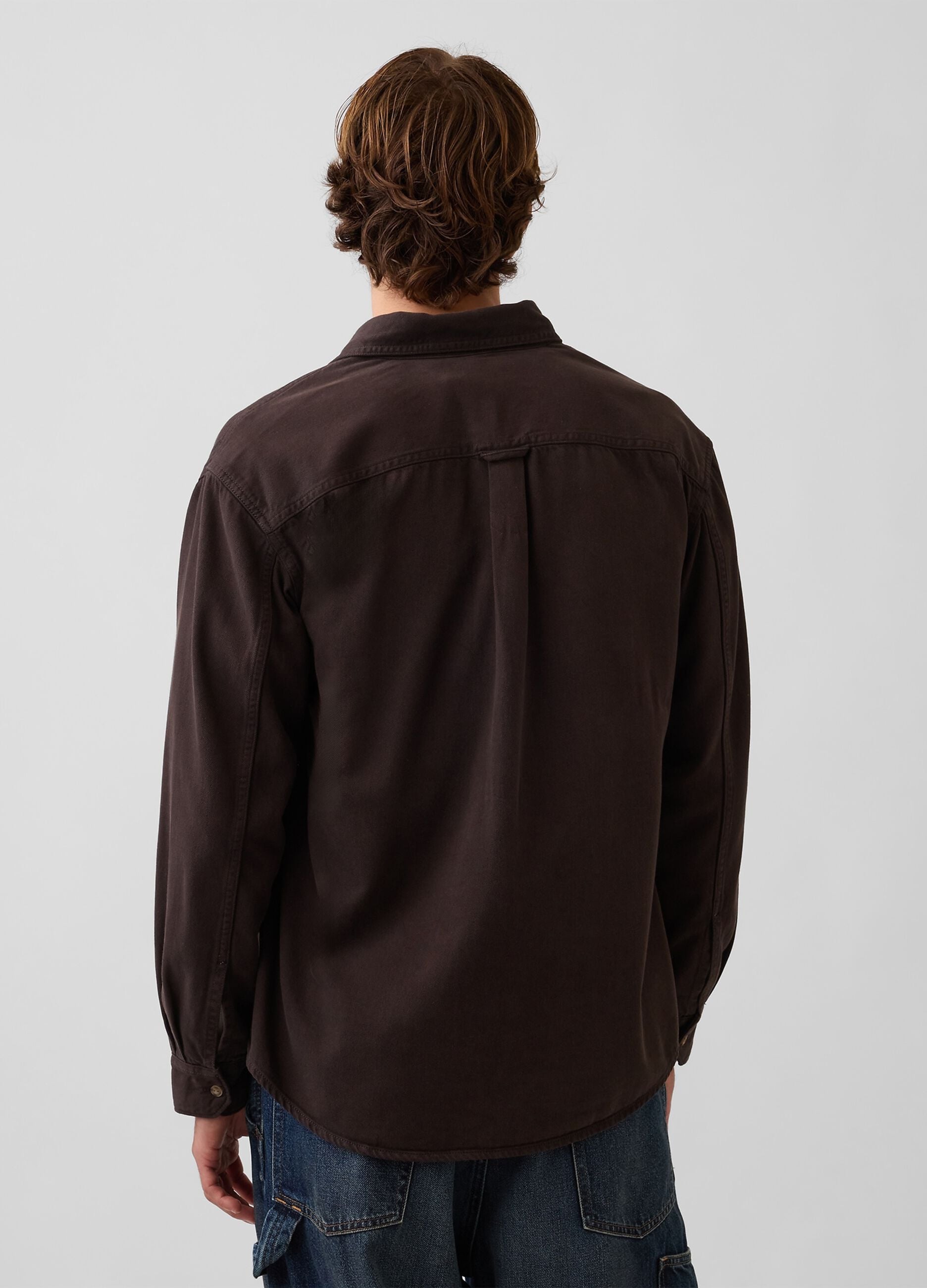 Dark brown cotton-lyocell blend shirt