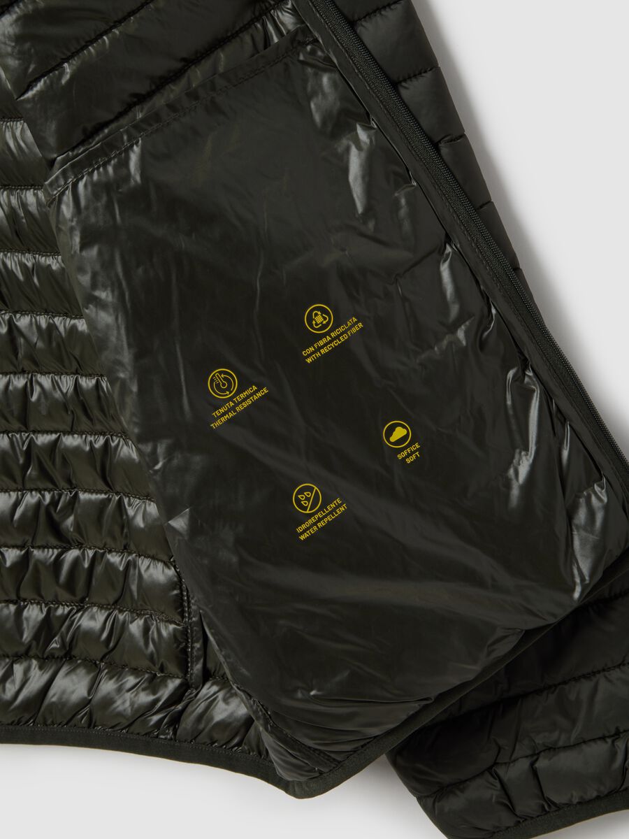 Green padded jacket with zip and regular fit_5