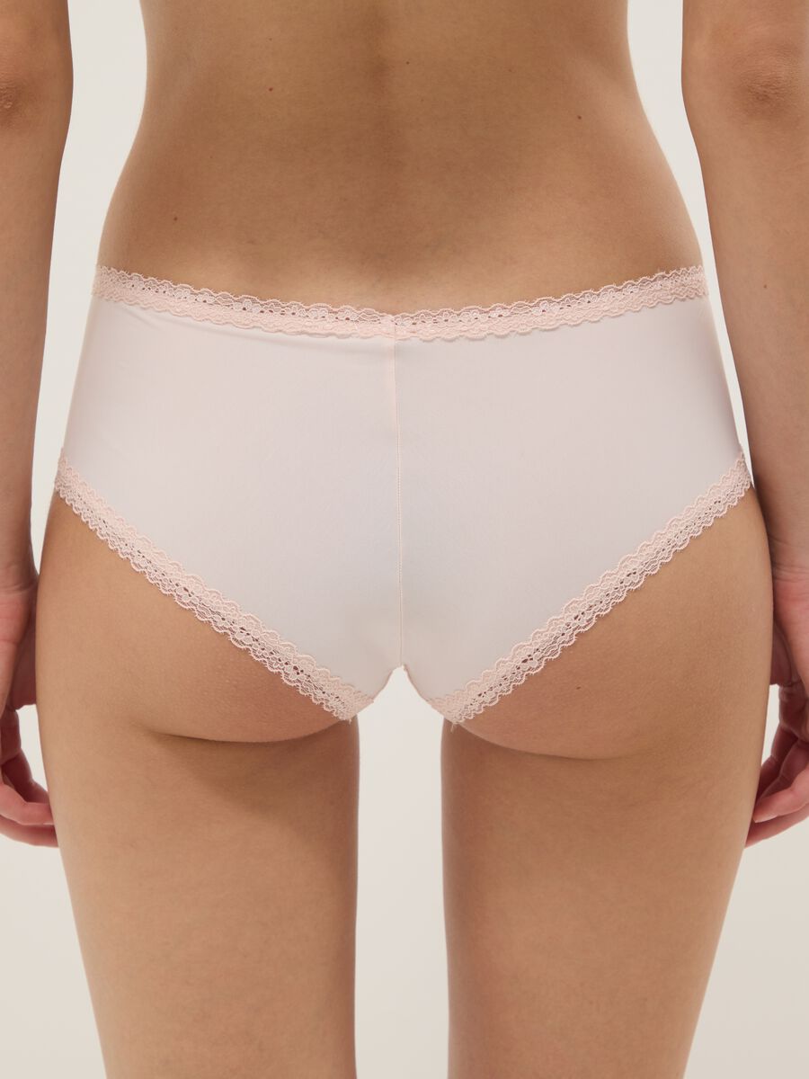 Slip rosa in tessuto elasticizzato con dettagli in pizzo regular fit_2